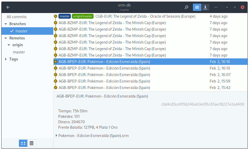 gitg Client displaying the repository